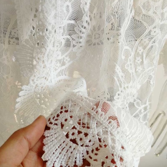 Bohemian White Lace Beach Cover up Bell Sleeve - Picture 13 of 13